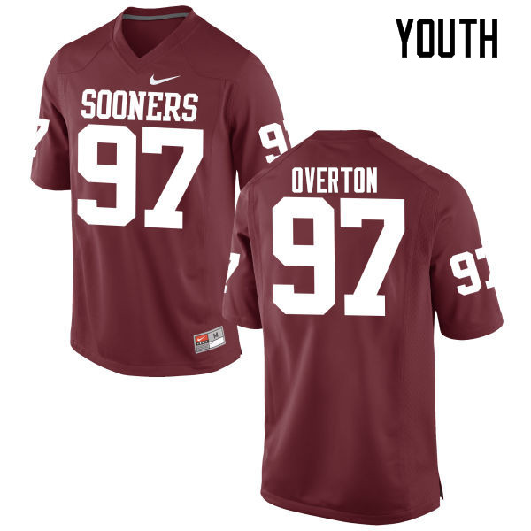 Youth Oklahoma Sooners #97 Marquise Overton College Football Jerseys Game-Crimson - Click Image to Close